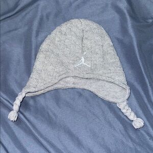 Jordan Kids Gray Beanie with Braided Tassels